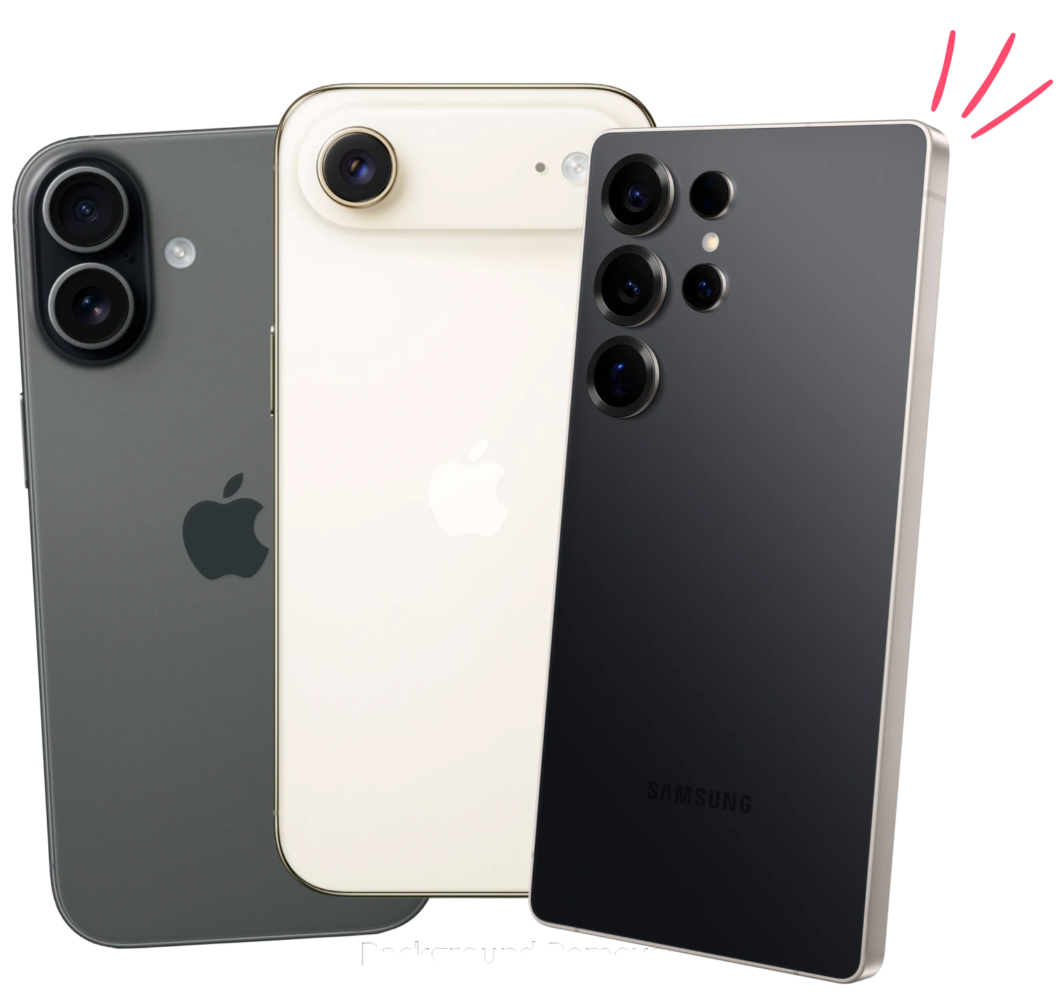 Três celulares alinhados lado a lado